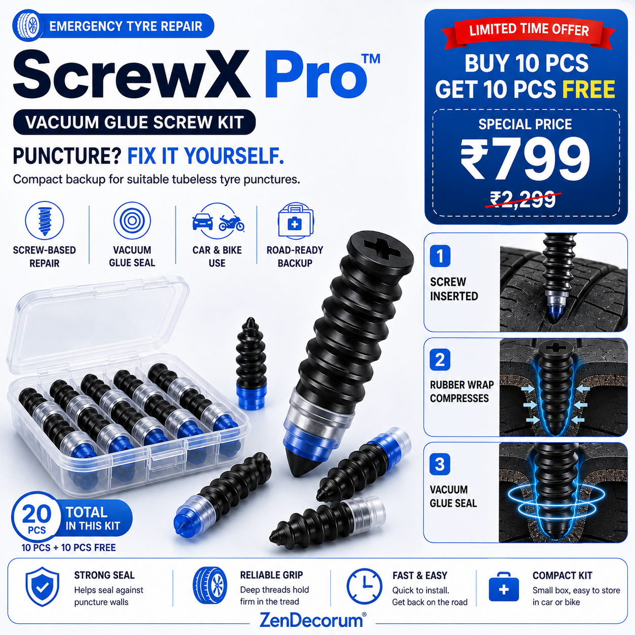 ScrewX Pro™ Kit — Vacuum Glue Screw Kit
