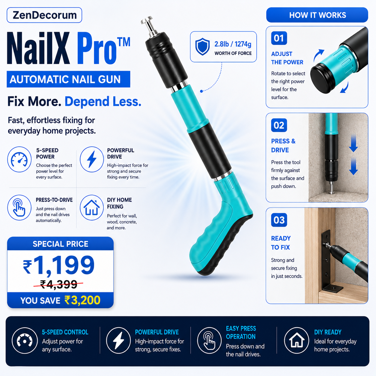 NailX Pro™ — Automatic Nail Gun